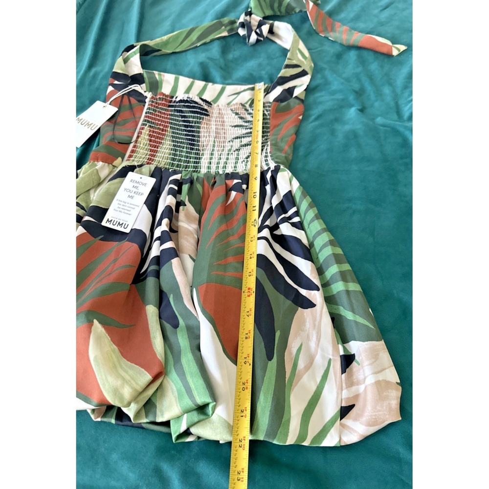 Show Me Your Mumu Sze Small Piper Halter Bubble Mini Skort Dress Carribean Palms - Picture 8 of 13